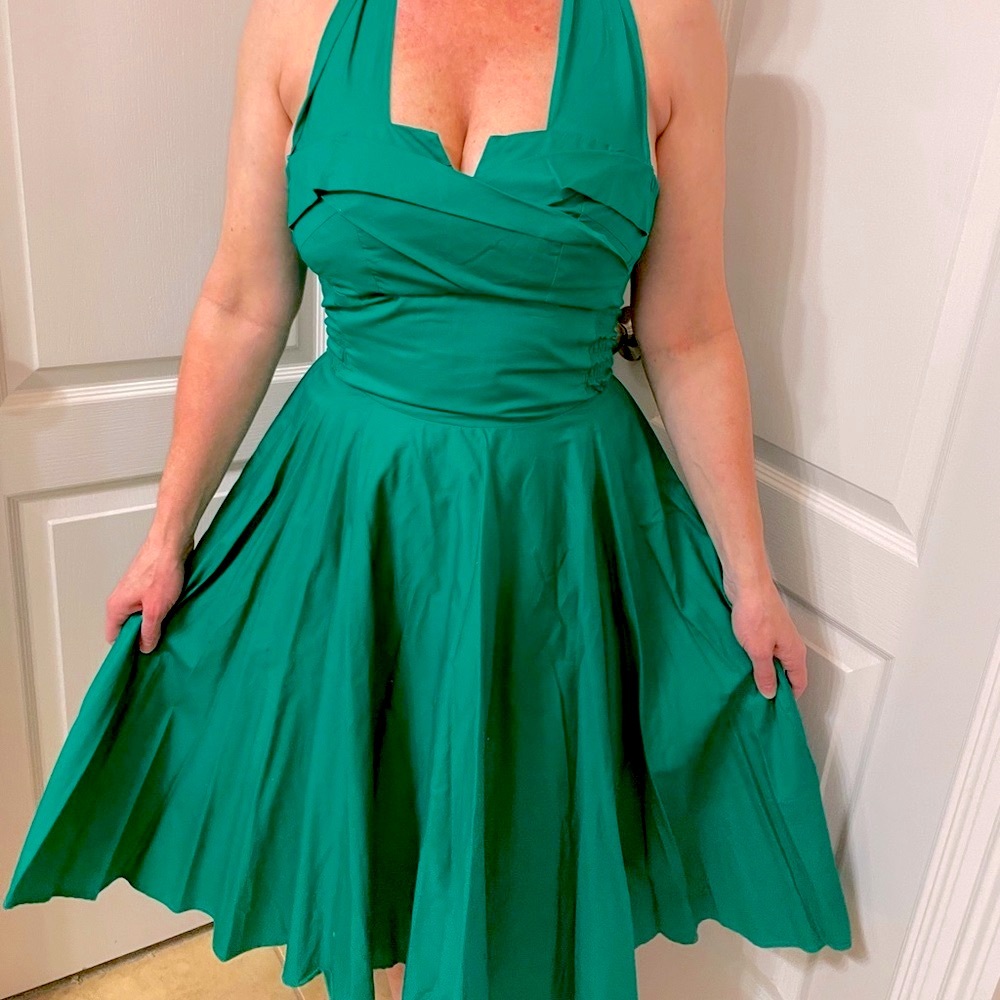 Elegant Trashy Diva Kelly Green Halter Dress by Candice Gwinn